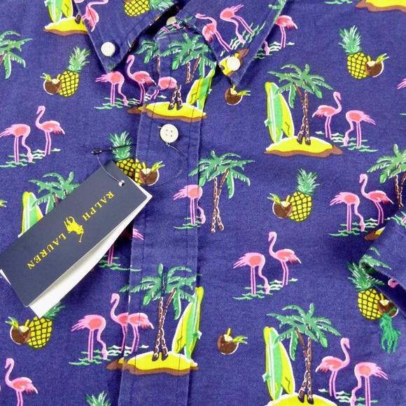 Polo Ralph Lauren Surfing Flamingo Palm Tree Shirt - Picture 6 of 6